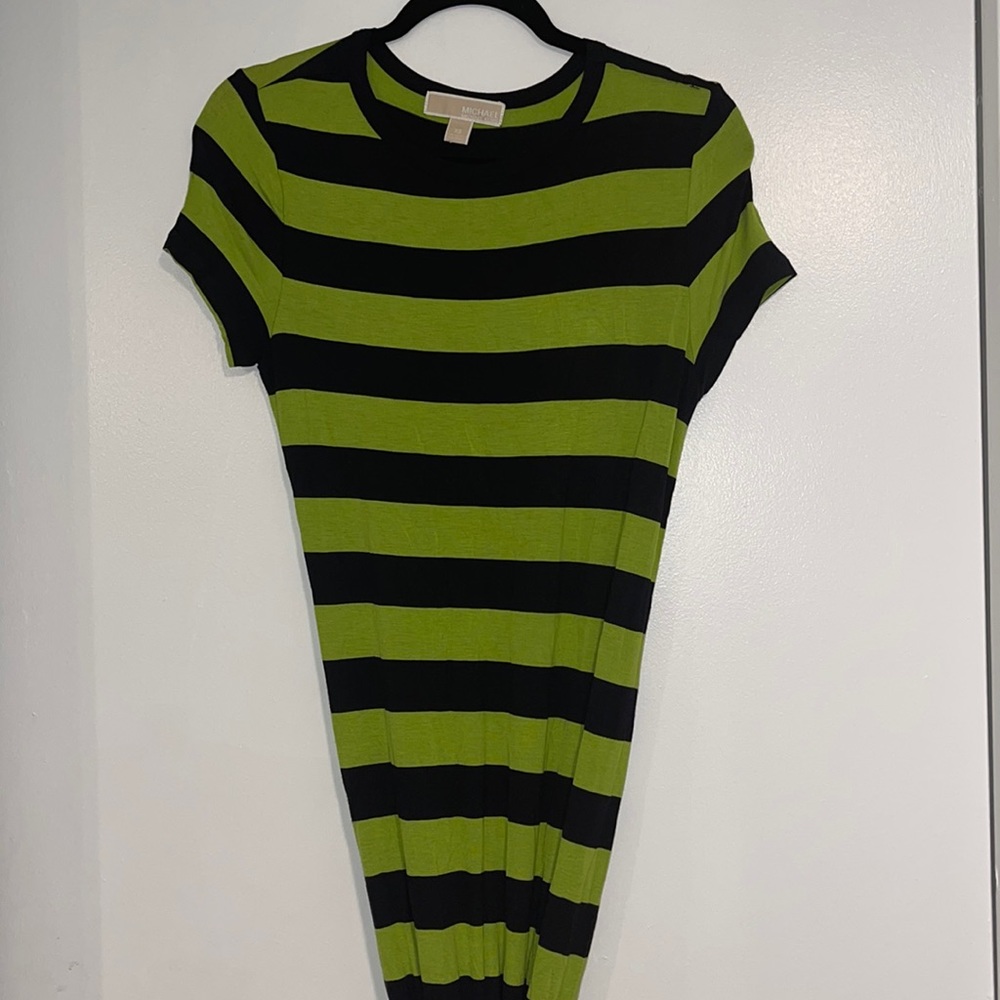 Michael Kors green and black stripped maxi dress size XS.